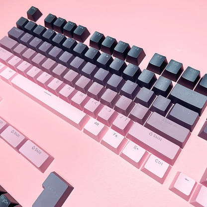 Teclas Gamer RGB retroiluminadas em degradé para teclado mecânico com switch MX, perfil OEM, PBT, branco e azul, layout ISO, teclas DIY