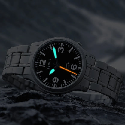 BERNY Full Titanium Men Watch Super Luminous Sports Quartz Watches Lightweight and Comfortable 5ATM Easy Read Wristwatch