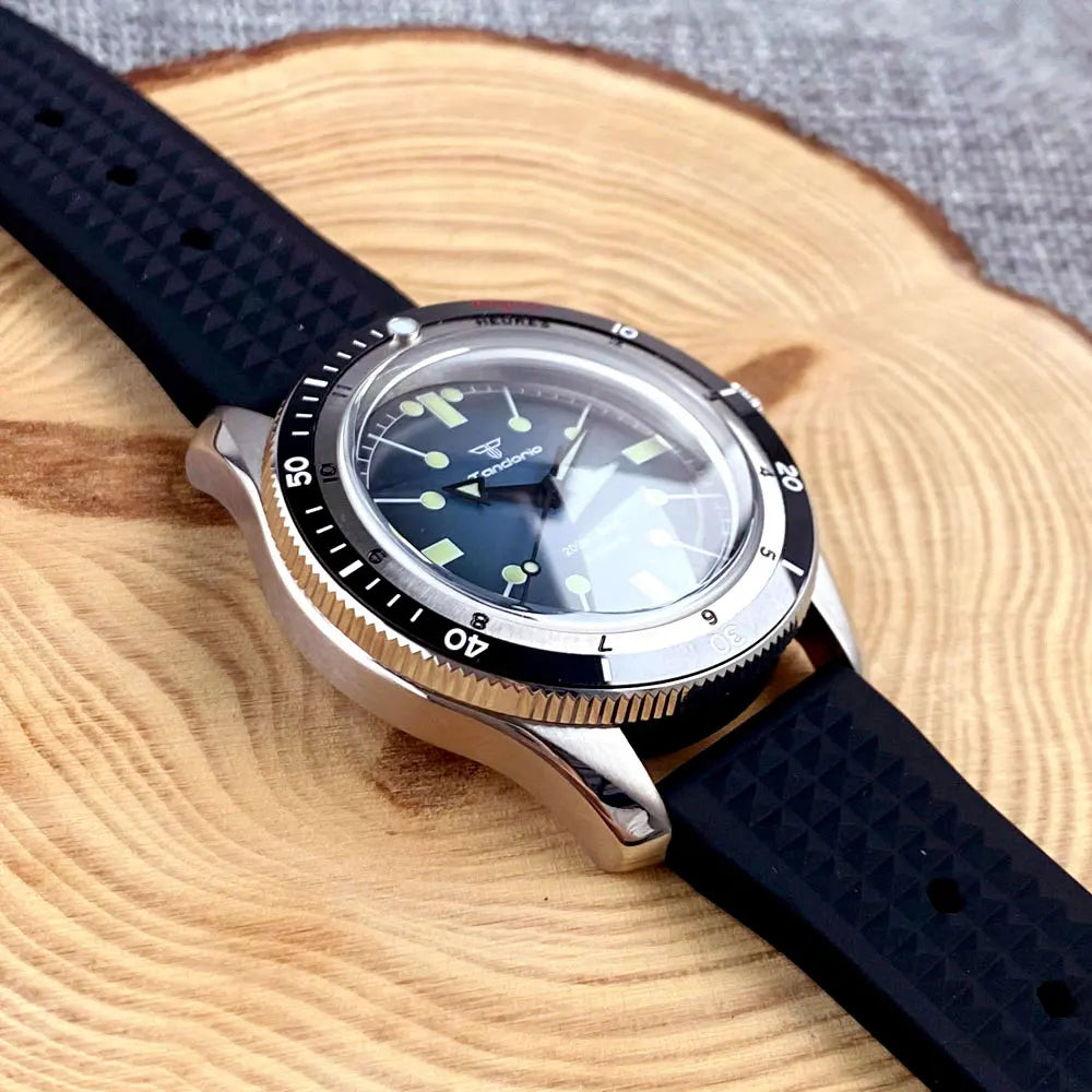 Tandorio Red Blue 40mm PT5000 Japan NH35A Mechanical Automatic Dive Men Watch 20ATM Waterproof Domed Sapphire Screw Crown Reloj
