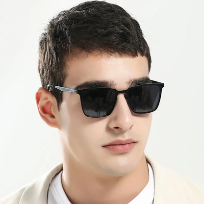 Men’s Retro Rectangular Polarized Sunglasses VIVIBEE, Matte Black UV400 Eyewear, Women Stylish Outdoor Driving Glasses