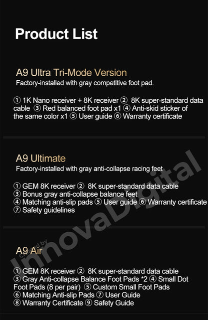 „ATK Dragonfly A9 Ultimate“ belaidė žaidimų pelė, „PAW3950 Ultra 8 kHz“ ergonomiška lengva žaidimų pelė, skirta FPS, e. sportui ir „CSGO“