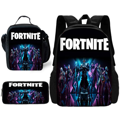Hot Game Child School Backpack with Lunch Bags ,Design-F-FortniteS Pencil Bags ,School Bags for Boys Girls Best Gift