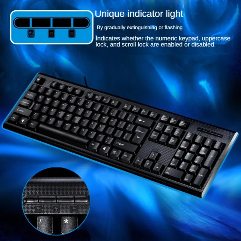 Teclado Individual Q9 USB de Conetor Quadrado para Escritório e Casa, PS2 de Conetor Redondo, com Fio para Computador de Secretária