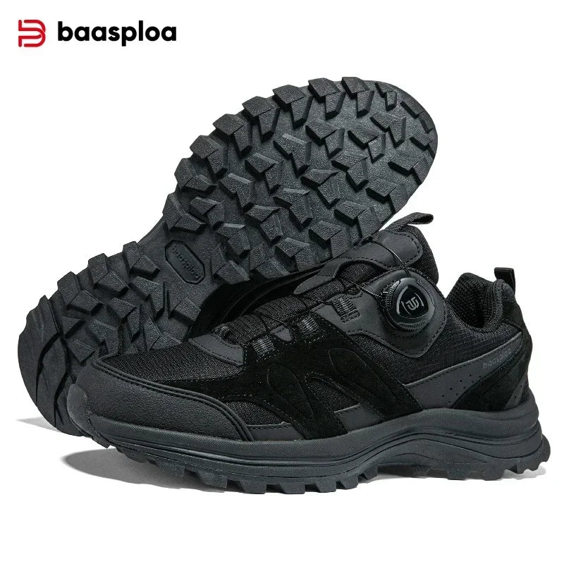 Baasploa Men Hiking Shoes Non-Slip Wear Resistant Outdoor Climbing Walking Shoes for Men Comfort Inner Cotton Outdoor Sneakers