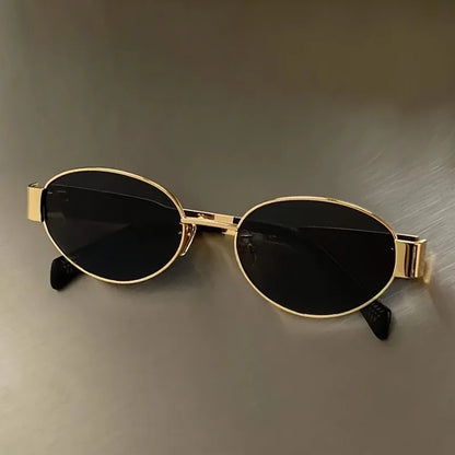 New Small Oval Women Sunglasses Trendy Luxury Design Metal Frame Shades UV400 Eyewear for Female Classic Vintage Sun Glasses