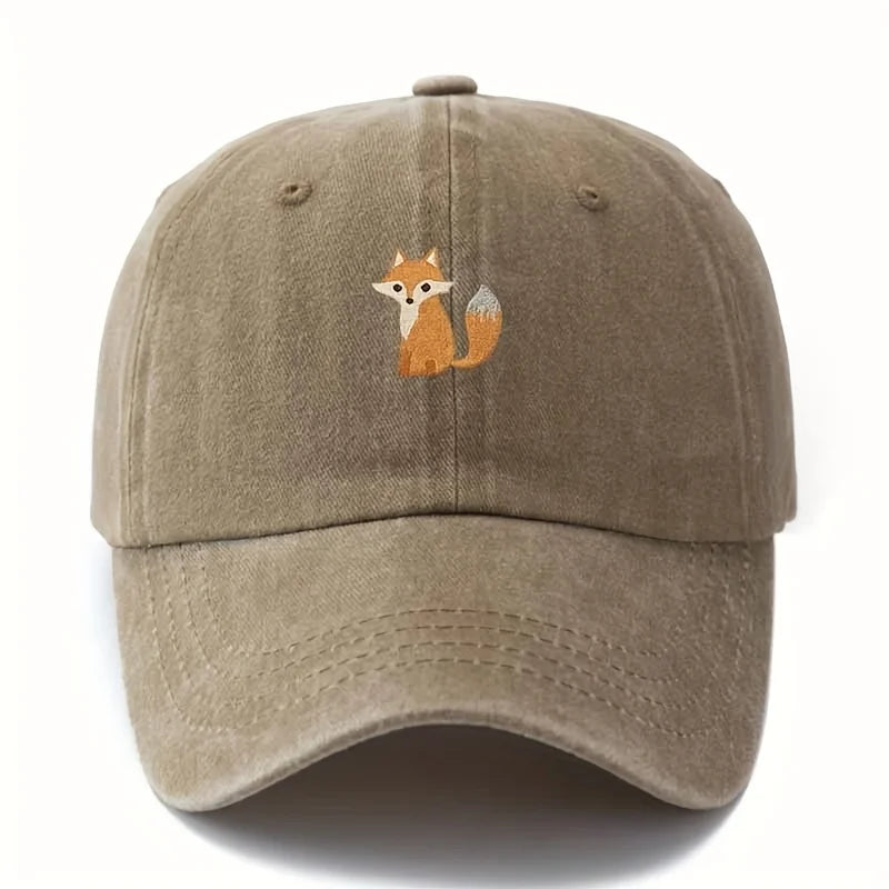 Cute fox pattern printed baseball cap for daily casual fashion, versatile city commuting hat, suitable for men and women