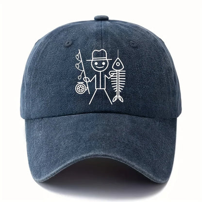 Șapcă de baseball cu imprimeu de bărbat desenat care pescuiește, șapcă cu bor curbat pentru activități în aer liber, șapcă de șofer de camion, șapcă pentru vacanță, călătorii și camping