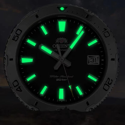 Original Orient Automatic Mechanical Watch 200M Water Resistant Unidirectional Bezel Black Dial Men's Sport Diver Watch