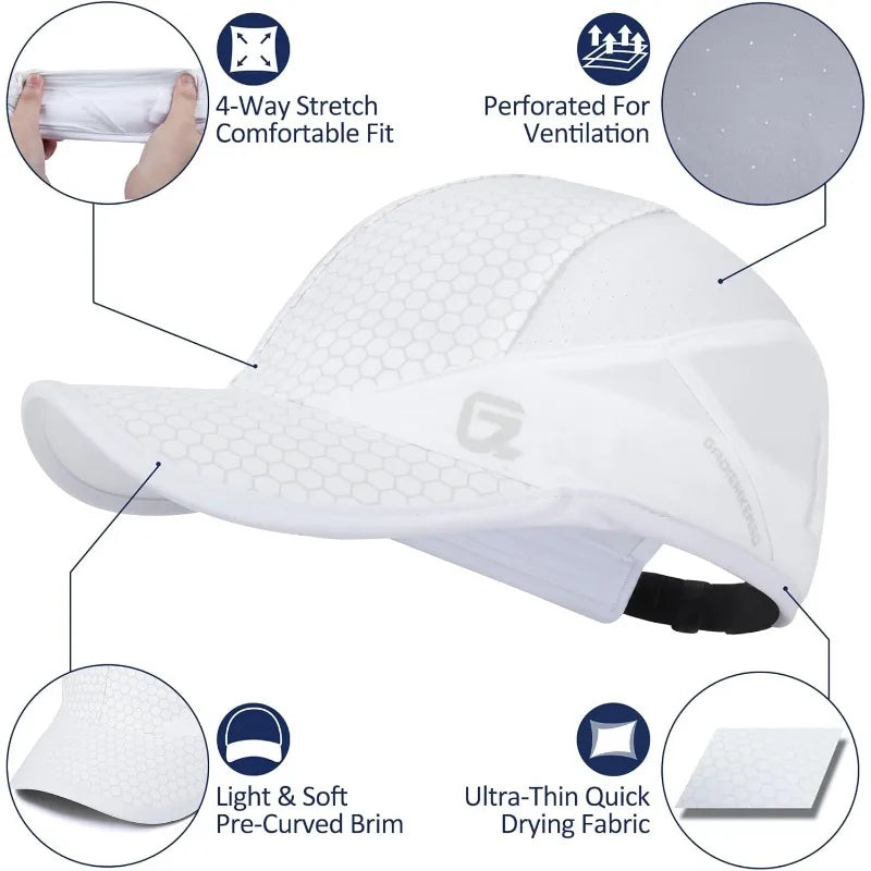 GADIEMKENSD Stretch Running Hat with Soft Brim, Quick Dry Baseball Cap Casual Breathable Adjustable Sun Protection Hats