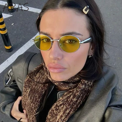 Sexy Small Oval Punk Sunglasses Women 2026 Luxury Vintage Steampunk Metal Frame Sun Glasses For Ladies Trendy Traveling Shades
