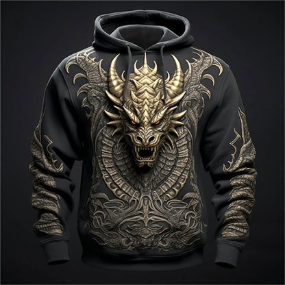 Chinese Dragon Printed Men's Hoodie Fashion 3D Dragon Pattern Tops New Sweatshirt Hip Hop Harajuku Oversized Pullover