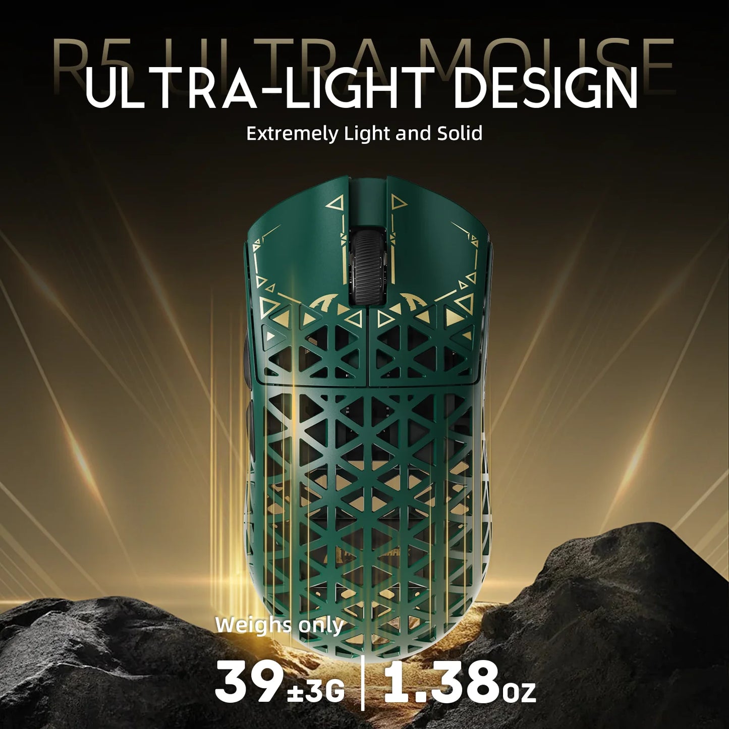 ATTACK SHARK R5 Ultra bežični gaming miš od karbonskih vlakana, gaming senzor PixArt PAW3950MAX, 42000DPI, 8000Hz, MCU Nordic 52840