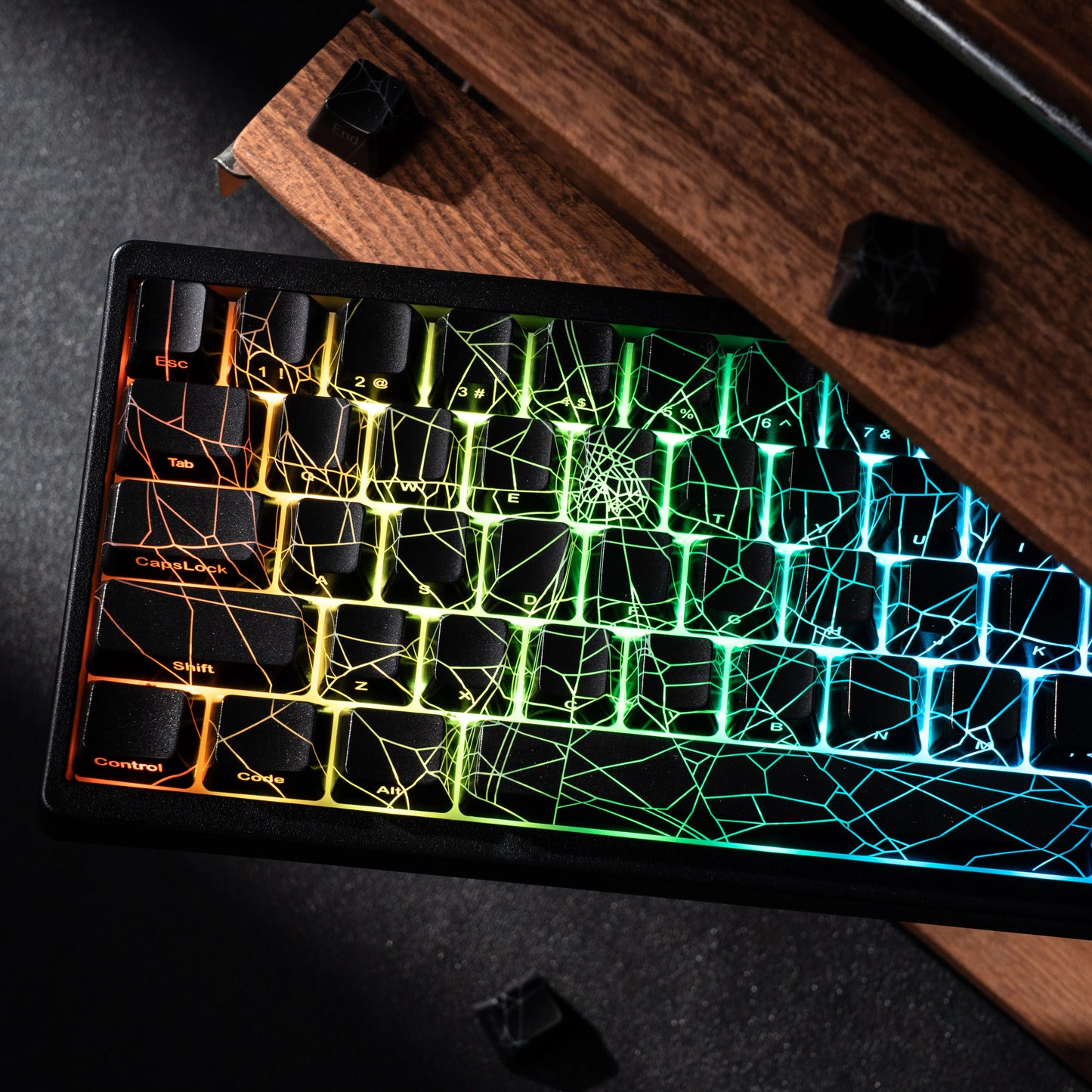 Teclado XVX Spider Web M67 JadeStone com Teclas IMD-Tech, Ligação Tri-Mode e Retroiluminação RGB Personalizada 60%