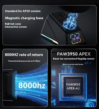 AJAZZ AJ159 APEX Wireless Gaming Mouse, Tri-Mode 8K Gaming Mouse with PAW3950 Sensor, Ultra-Lightweight Low Latency Rechargeable Gaming Mouse with Charging Dock