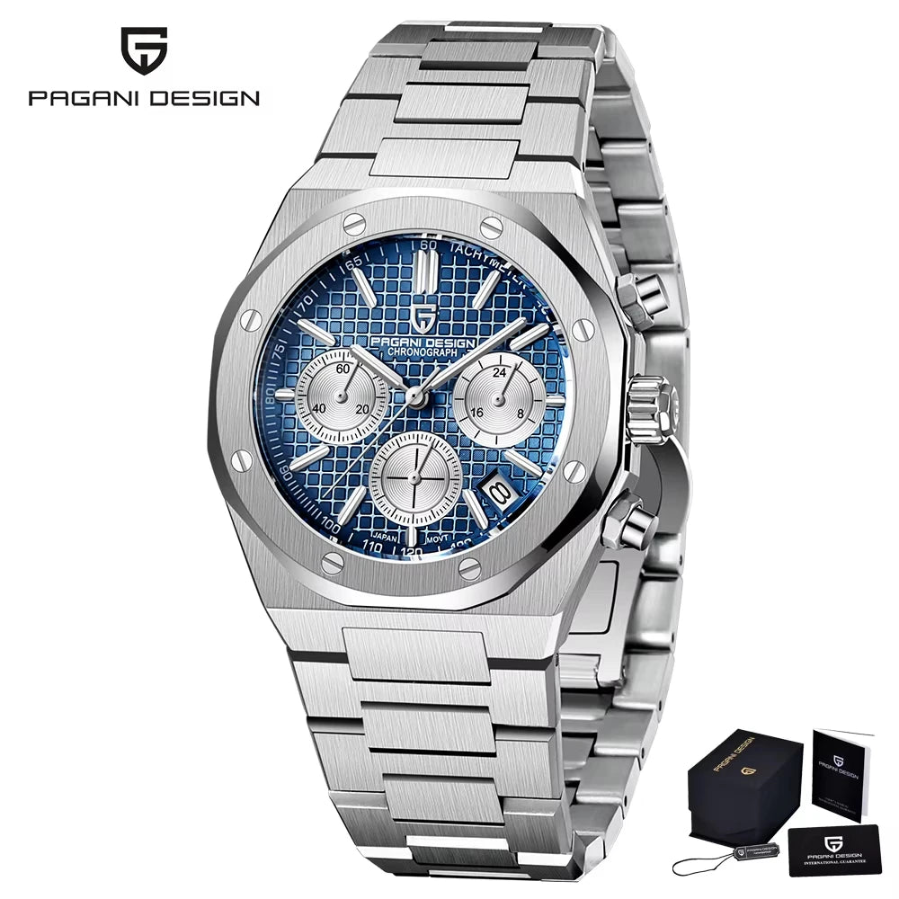 2025 PAGANI DESIGN PD1707 Mens Quartz Wristwatches 40MM Stainless Steel Sapphire Glass Waterproof Luxury Clock Gift Reloj Hombre