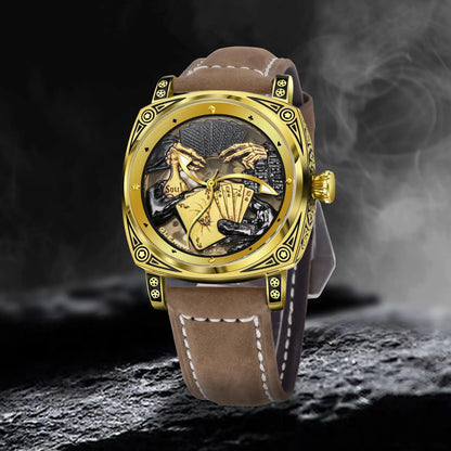 Glenaw Poker Series Top Brand Luxury Fashion Personalized Fully Automatic Mechanical Gold Watch Men's Waterproof Watch