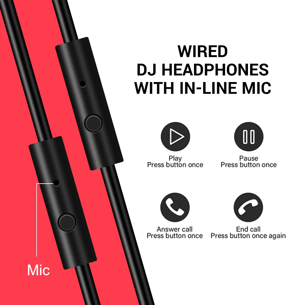 Auscultadores DJ de Estúdio Over-Ear com Fio OneOdio com Microfone – Headset de Mistura e Monitorização com Driver de 40mm para Gaming e Gravação