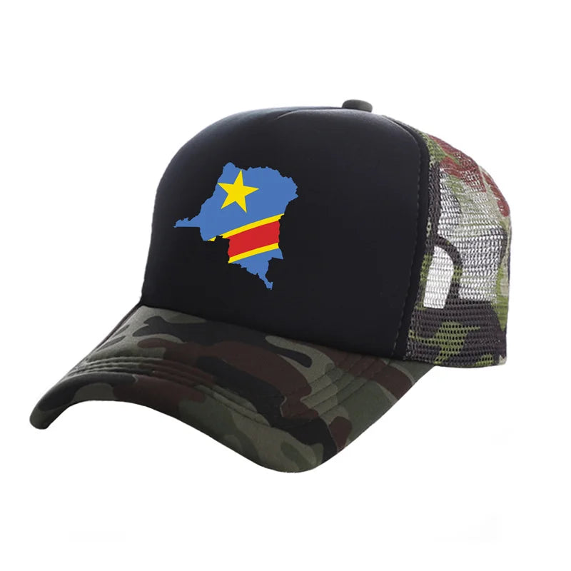 Democratic Congo Trucker Cap Men Democratic Republic of the Congo Hat Baseball Cap Cool Summer Unisex Mesh Net Caps