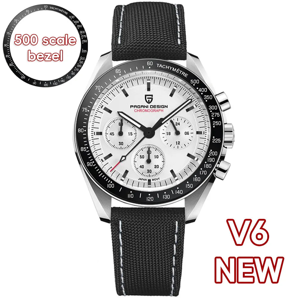 PAGANI DESIGN 2026 New Saturn Men's Watches Quartz Watch For Men Light Tan Sport Chronograph AR Sapphire Crystal Wrist Watch Men