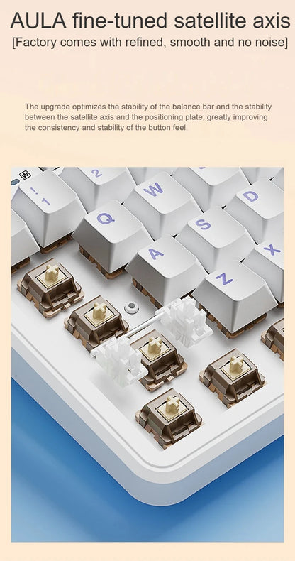 Teclado Mecânico AULA F108 PRO Personalizado Layout 100% Retroiluminação RGB Sem Fios Bluetooth Interruptores Hi-Fi Teclado Gaming