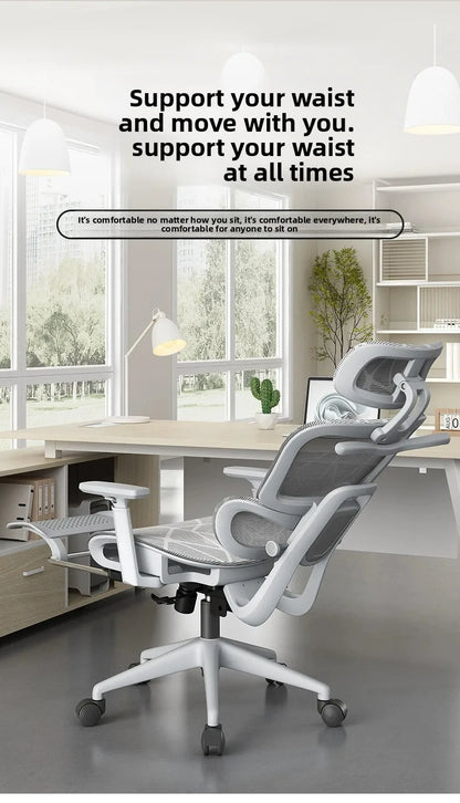Ergonomic Office Computer Chair with Lumbar Support, Reclining Gaming Chair, Breathable Mesh Desk Chair, Adjustable Swivel Executive Chair for Long Sitting