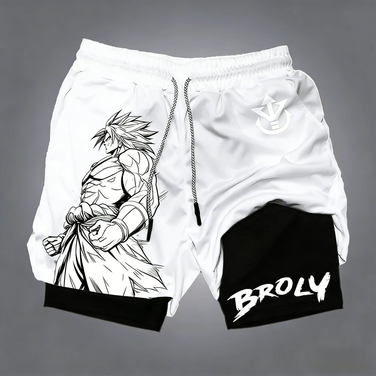 Dragon Ball Men's Double-layer Shorts Son Goku Summer Japanese Anime Fake Two-piece Sports Fitness Quick-drying Shorts