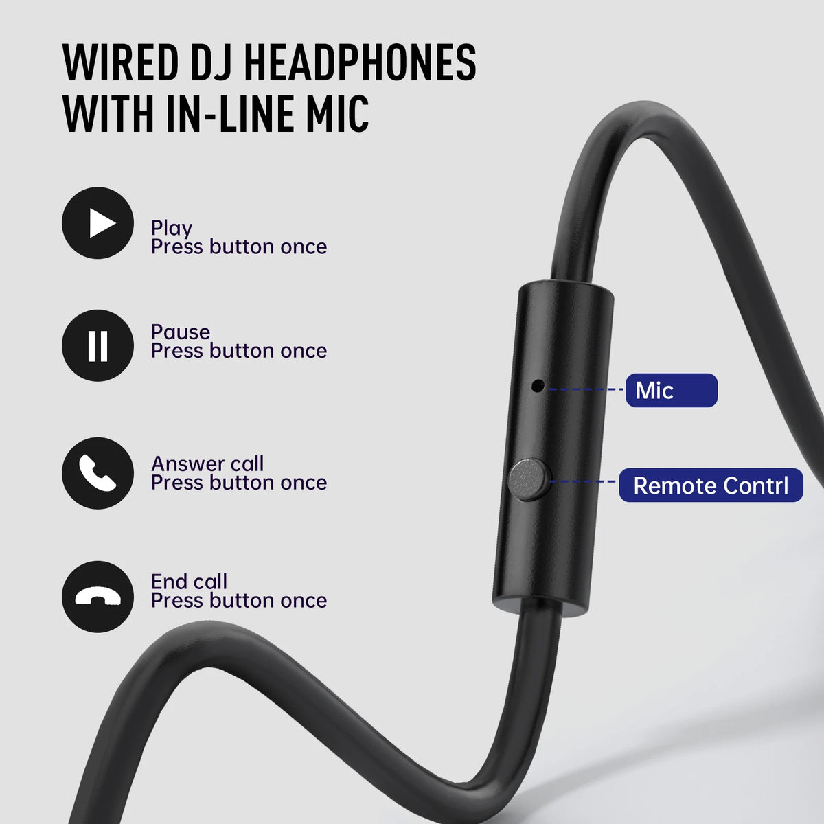 OneOdio EKSA P100 Professional Studio Headphones Wired HiFi Over Ear DJ Monitor Headphones with 50mm Driver, Mic, 3.5mm/6.35mm Audio Cable