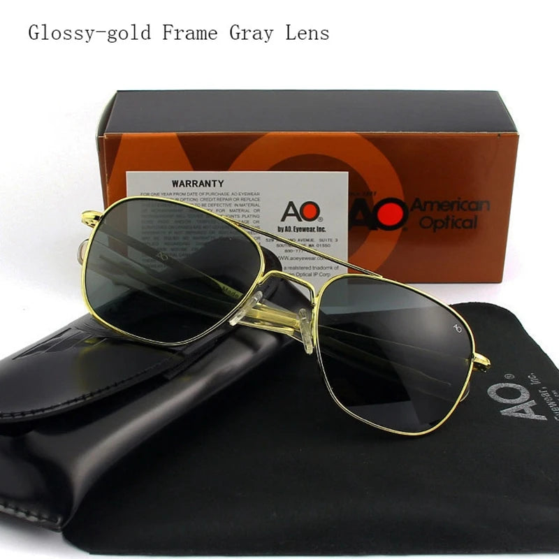 Pilot AO Sunglasses Men Top Quality Brand Designer AGX Tempered Glass Lens Sun Glasses Male