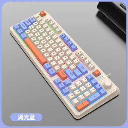K81 Gaming Keyboard 81-Key 80% Wired RGB Gaming Keyboard with Volume Knob, Ergonomic USB Gaming Keyboard for PC, Laptop, Mac & Multi-Language Layouts