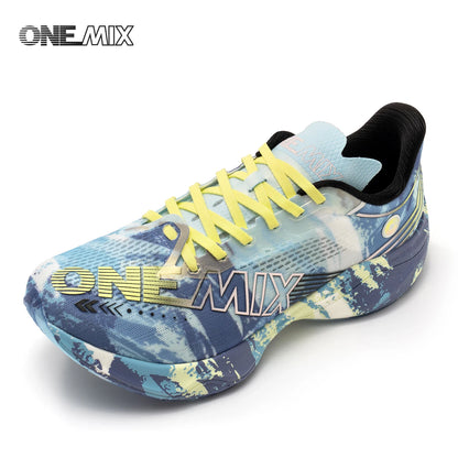 ONEMIX New Nylon Carbon Board Marathon Running Racing Shoes Shock-Absorbing Professional Stable Support Ultra-Light Rebound Sneakers