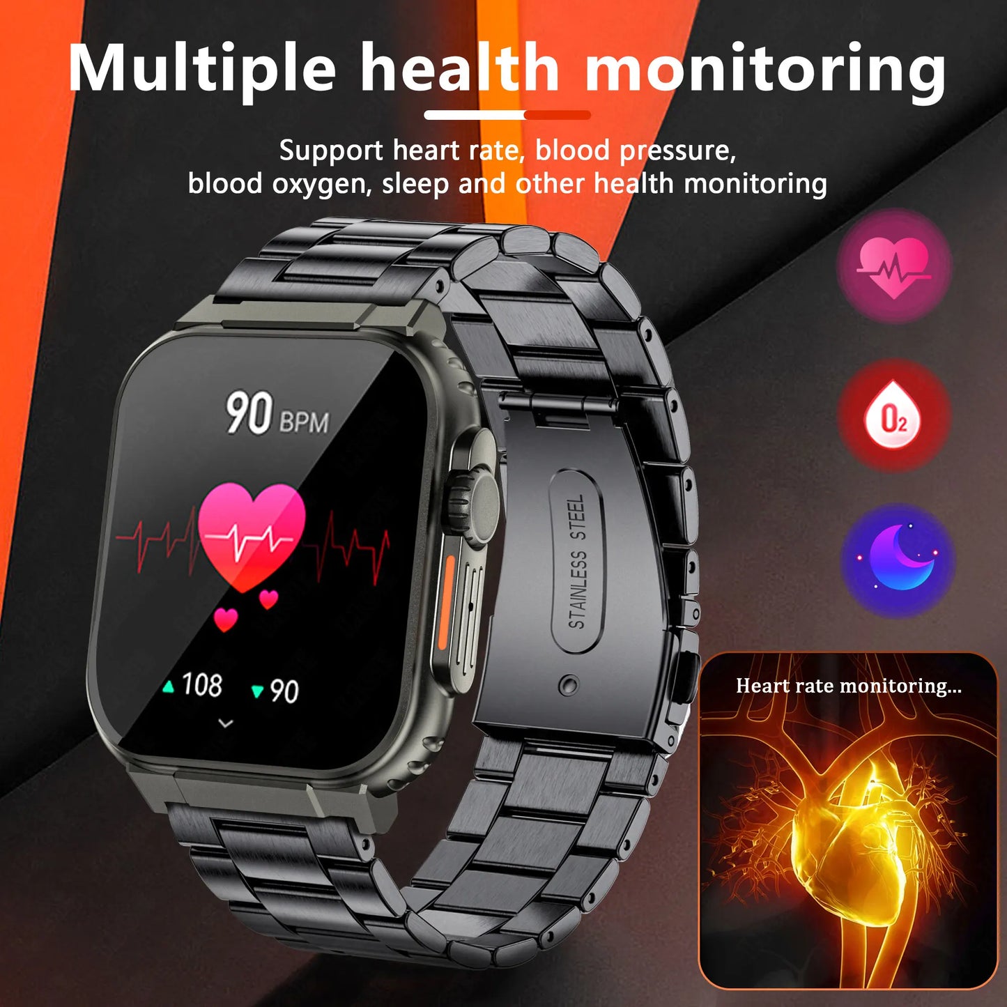 LIGE 600mAh New Ultra Smart Watch Men Bluetooth Call TWS Local Music Sport Clock 1.96'' IP68 Waterproof Relógio Smartwatch Women