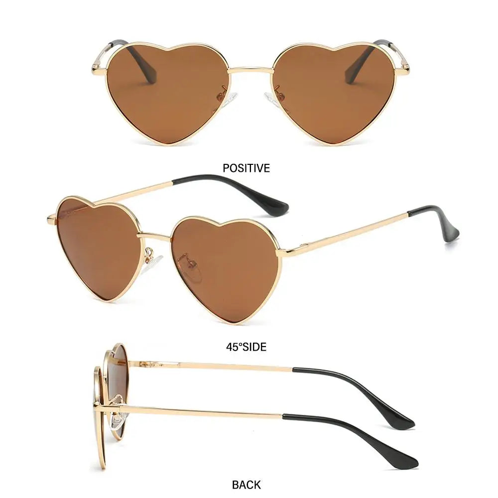 Heart-Shaped Sunglasses Heart Sun Glasses Shades Vintage 90s Glasses UV400 Protection Metal Frame Sunglasses Fancy Accessories