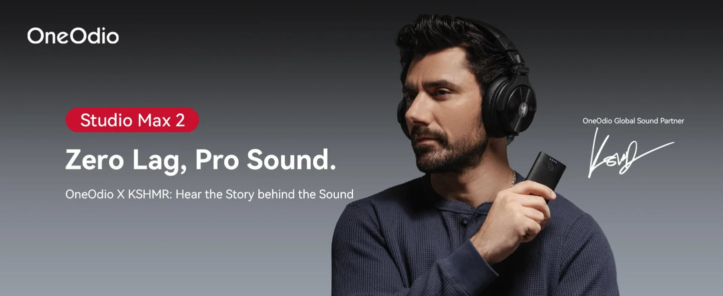 Auscultadores DJ Sem Fios OneOdio Studio Max Bluetooth 6.0 – Latência Ultrabaixa de 9ms, Headset Over-Ear de Monitorização de Estúdio Hi-Res LDAC com Microfone
