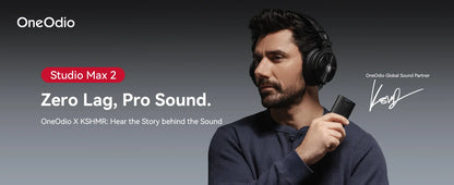 Auscultadores DJ Sem Fios OneOdio Studio Max Bluetooth 6.0 – Latência Ultrabaixa de 9ms, Headset Over-Ear de Monitorização de Estúdio Hi-Res LDAC com Microfone