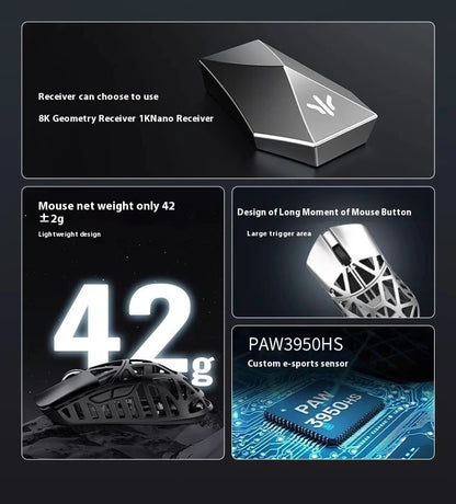 WLmouse Beast X Max Wireless Gaming Mouse with PAW3950HS Sensor, Magnesium Alloy, 8K Polling Rate, Ultra-Lightweight Wireless Gaming Mouse
