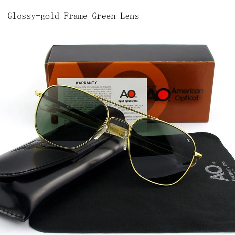 Pilot AO Sunglasses Men Top Quality Brand Designer AGX Tempered Glass Lens Sun Glasses Male