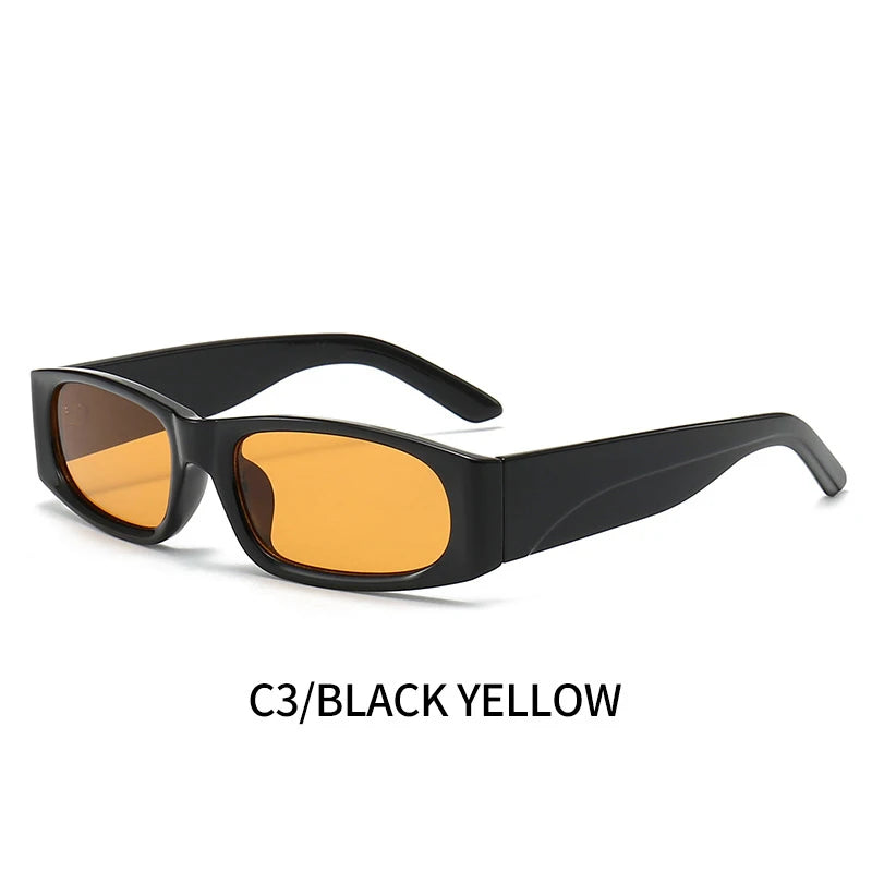 Hiphop Style Narrow Frame Black Sunglasses Men's Retro Effortless Orange Sunglasses UV400