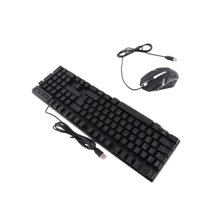 Conjunto Teclado e Rato Gaming 4 Peças Ergonómico, Teclado de 104 Teclas, Rato com Iluminação Respirante de 4 Cores, Auscultadores e Tapete de Rato Antiderrapante