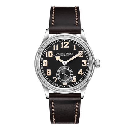 HRUODLAND Retro Flieger Automatic Watches for Men 38mm Seagull ST1701 Mechanical Wristwatch C3 Green Luminous K1 Mineral Bubble Crystal Oil Leather Strap Business Pilot Watch