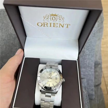 Original Orient Automatic Mechanical Watch 200M Water Resistant Unidirectional Bezel Black Dial Men's Sport Diver Watch