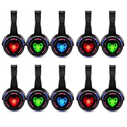 Auscultadores sem fios Silent Disco RF LED DJ Party 863–865MHz/915MHz com iluminação LED de 3 canais e bateria de 10H