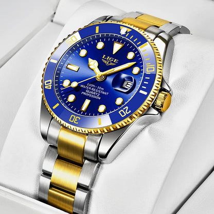 LIGE Fashion Business Watch Men 3ATM Waterproof Luminous Wristwatch Men Clock Top Brand Luxury Sports Quartz Diving Chronograph