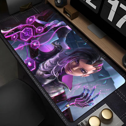 PC pelės kilimėlis Overwatch Sombra Sexy, nešiojamojo kompiuterio pelės kilimėlis, violetinis Kawaii anime merginos klaviatūros kilimėlis, žaidimų aksesuarai, žaidėjo stalo pelės kilimėlis
