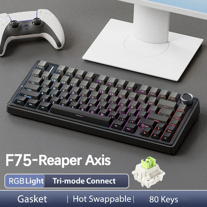 Teclado Mecânico Gaming Sem Fios AULA F75 Pro com Montagem Gasket, RGB Personalizado, Layout 75% e Teclas PBT com Gravação Lateral