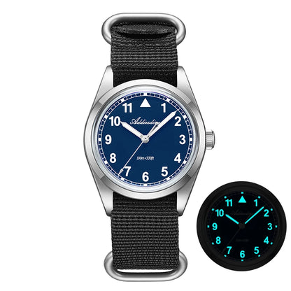 ADDIESDIVE Luxury Quartz Watch For Men New 36mm AR Coated Bubble Glass AD2079 Luminous 100m Waterproof Stainless Steel Men Gift