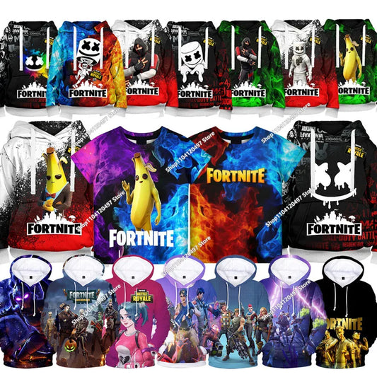 New Fortnite 3D Digital Printed Top Children's Hooded Fashion Trendy Casual Pullover Sweatshirt Birthday Gift