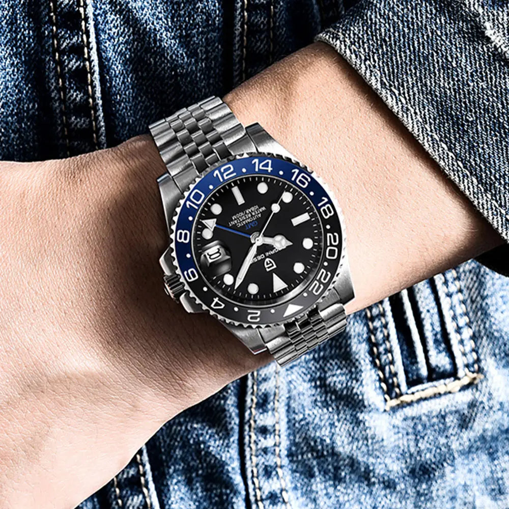 GMT Wristwatch PAGANI DESIGN Automatic Watch 40mm Mens Watch Top Brand Mechanical Watch 100M Waterproof Luminous Watches PD-1662