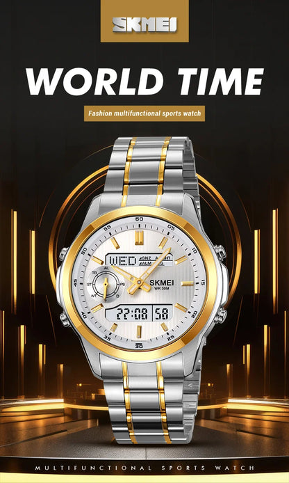 SKMEI 2284 Business Men's Electronic Multifunctional Dual Display Sports Waterproof Luminous Luxury Watch Digital Watch Reloj