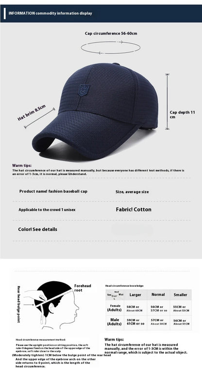 Tavasz-nyári új hálós baseball sapka, szabadtéri sport sapka, lélegző napellenző, napvédő sapka, egyszerű, alkalmi férfi és női sapka