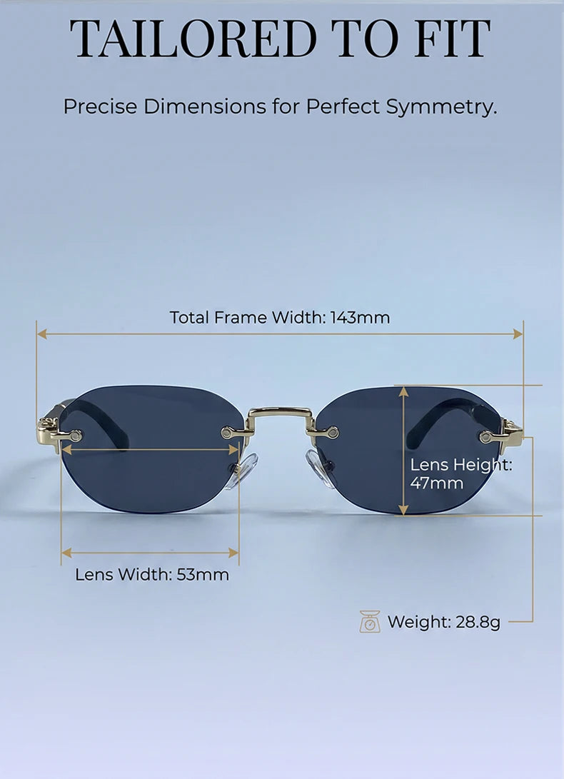 Square Rimless Punk Sunglasses Men 2026 Luxury Designer Vintage Small Frameless Sun Glasses Male Eyewear Hip Hop Outdoor Shades